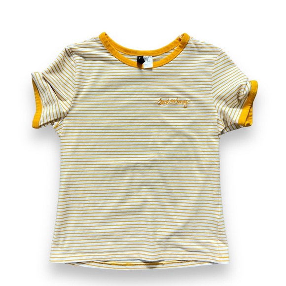 $10 FINAL PRICE DIVIDED “SWEET AS HONEY” STRIPED YELLOW AND WHITE BABY TEE - Picture 1 of 7